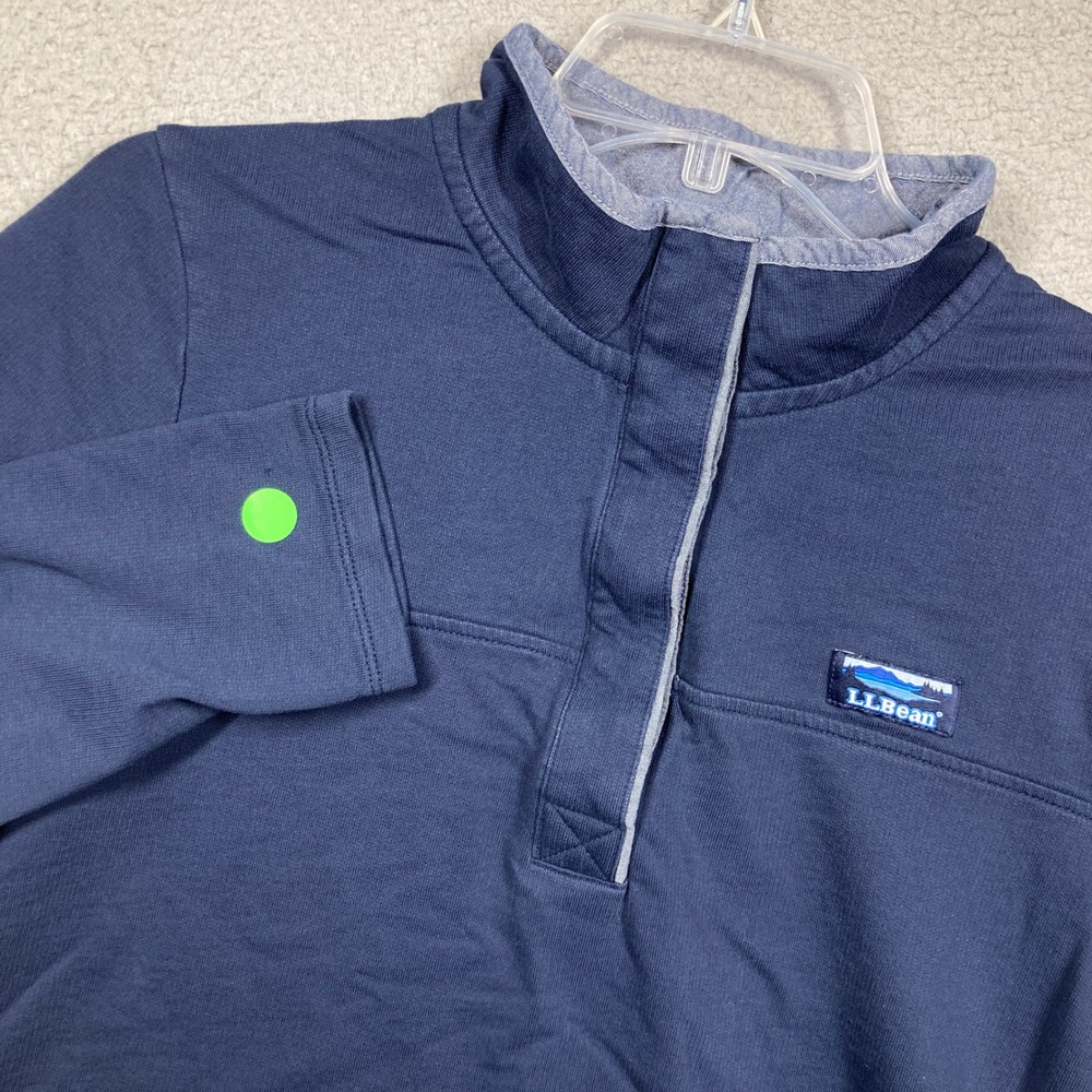 LL Bean Quarter Snap Pullover Womens LG Reg Blue Mock Neck Gorpcore Sweatshirt